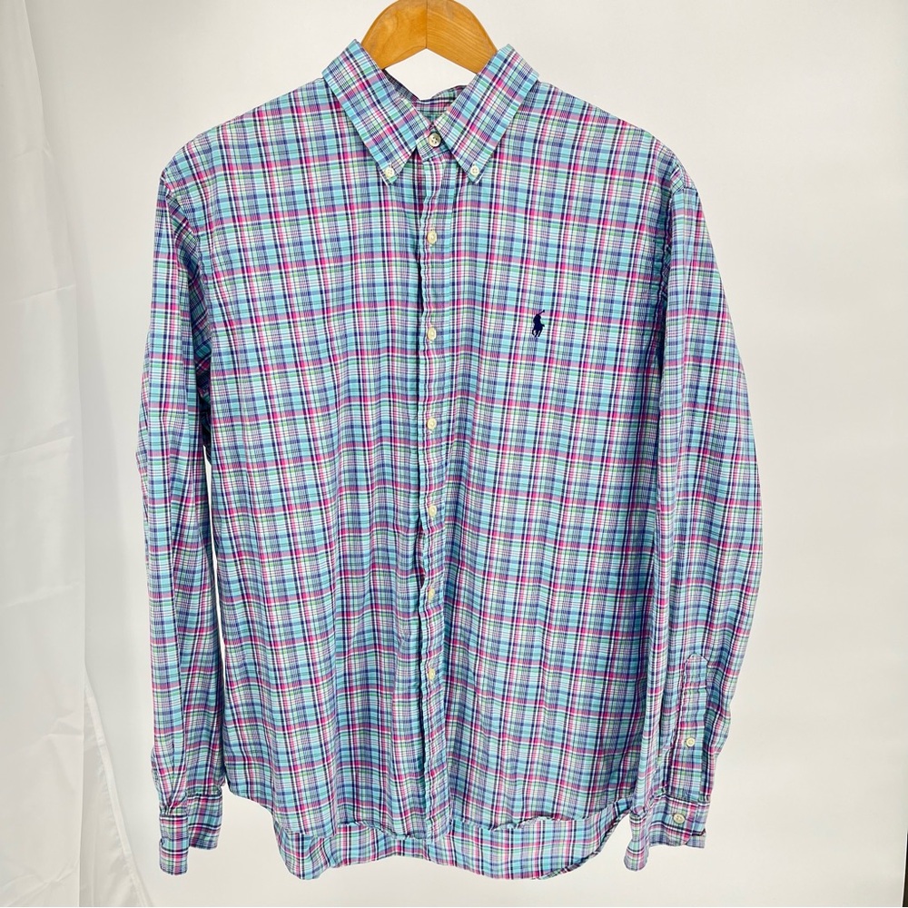 Ralph Lauren Men’s Plaid Button Down Shirt Size XL Pony Logo Classic Cotton